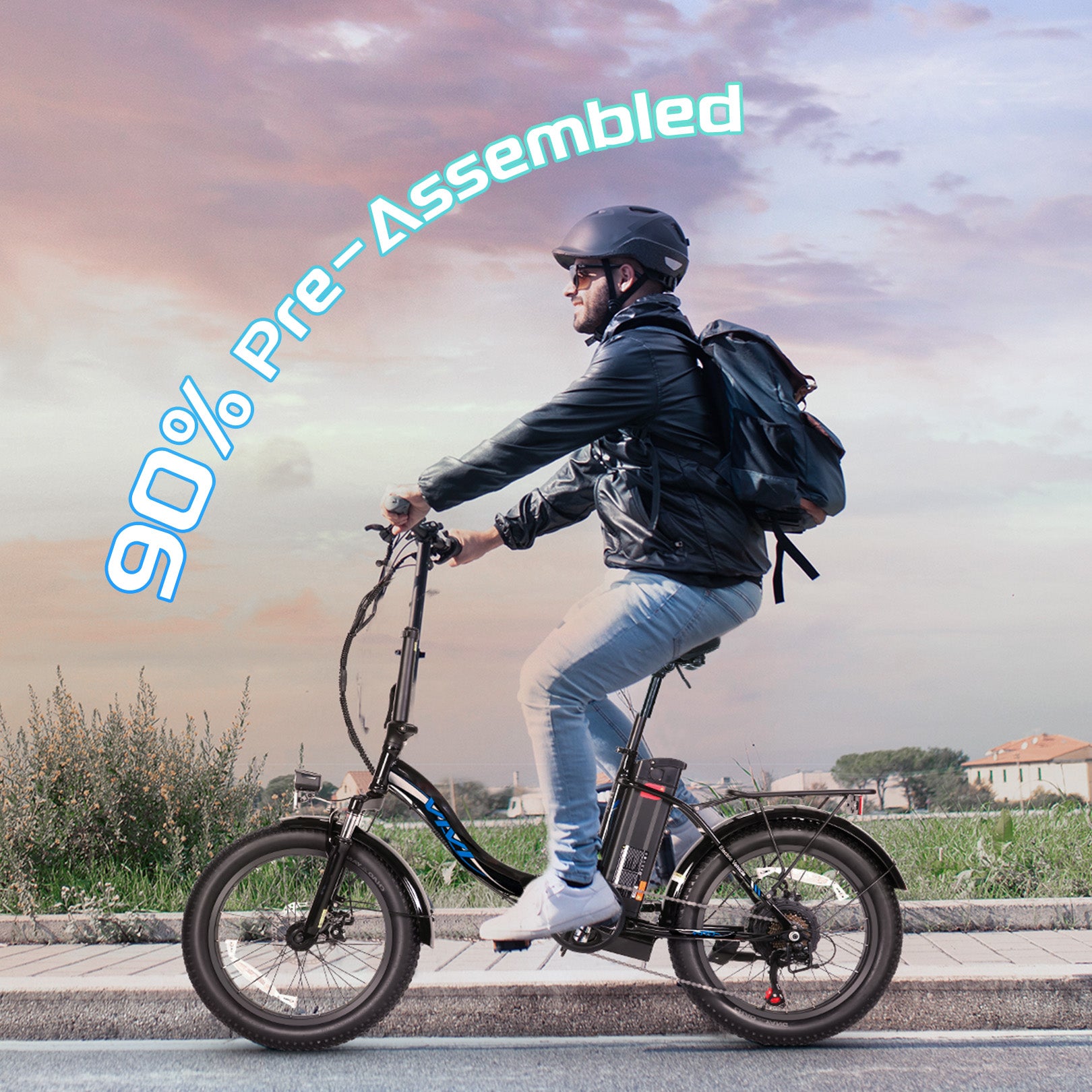 Bicicleta eléctrica de cercanías VIVI 3.0" Bicicleta eléctrica plegable de neumáticos anchos