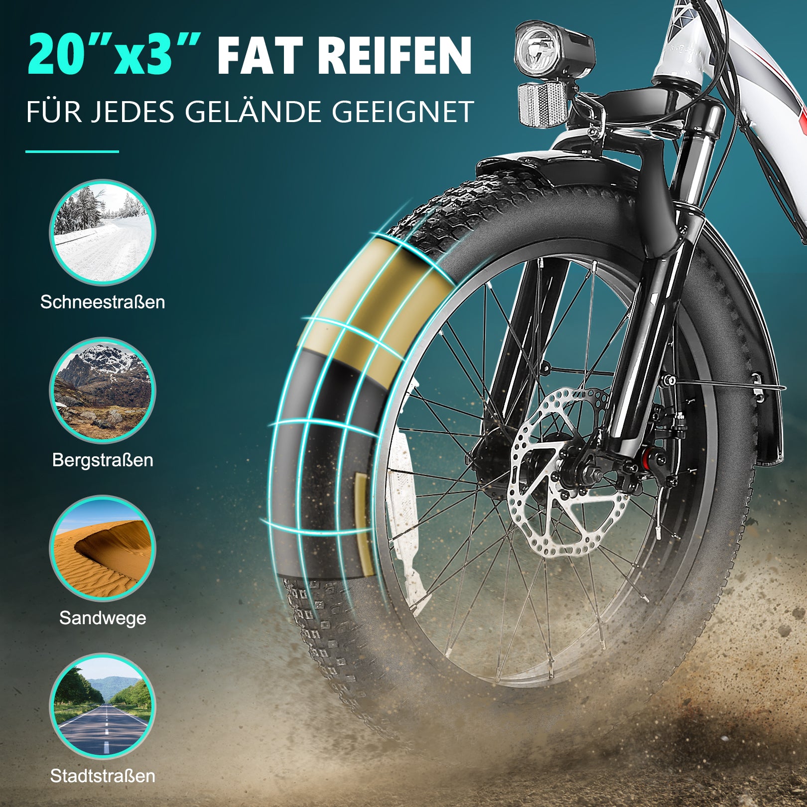 Bicicleta eléctrica de cercanías VIVI 3.0" Bicicleta eléctrica plegable de neumáticos anchos