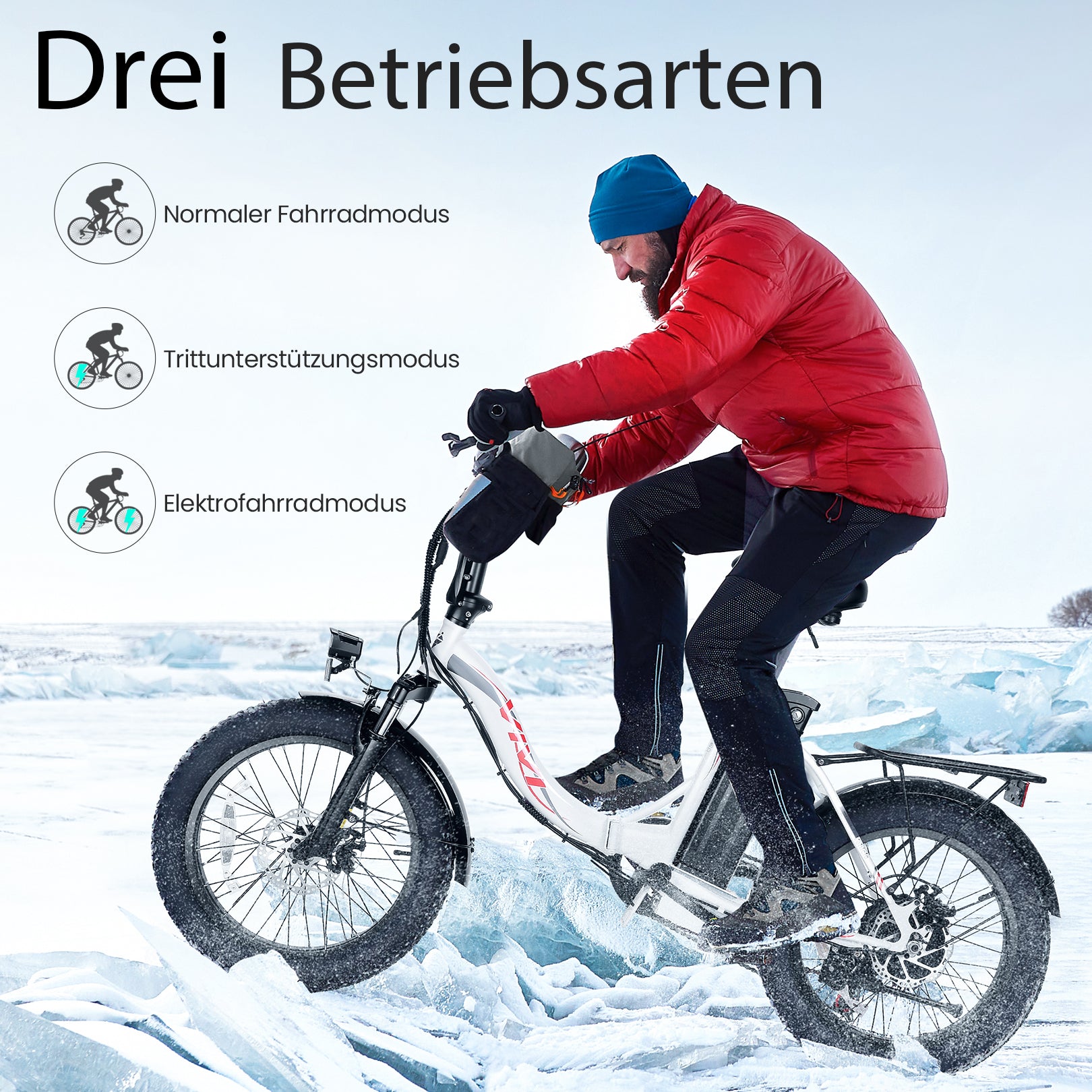 Bicicleta eléctrica de cercanías VIVI 3.0" Bicicleta eléctrica plegable de neumáticos anchos