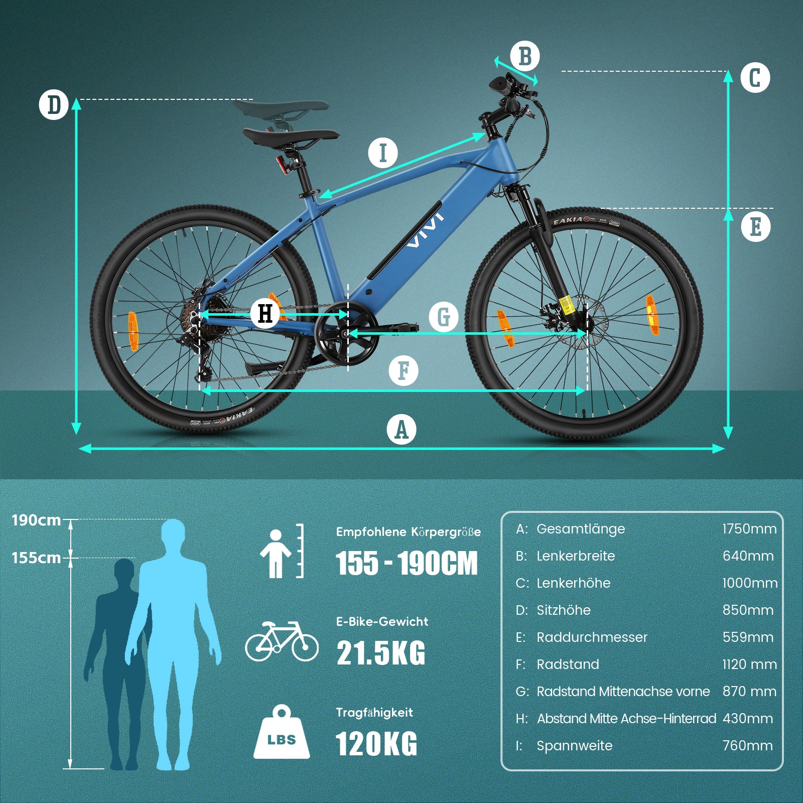 Vivi Electric Bike Commuter Hardtail Electric Mountain Bike